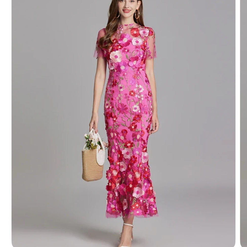Floral Pink Evening Dress